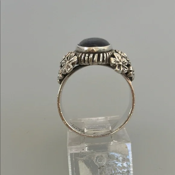 Antigua 925 Silver Blue Stone Filigree Ring - Picture 4 of 5